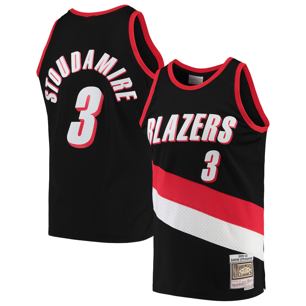 Kdoa PT.Blazers #3 Damon Stoudamire Mitchell & Ness Black 1999-2000 Hardwood Classics Swingman Jerseys