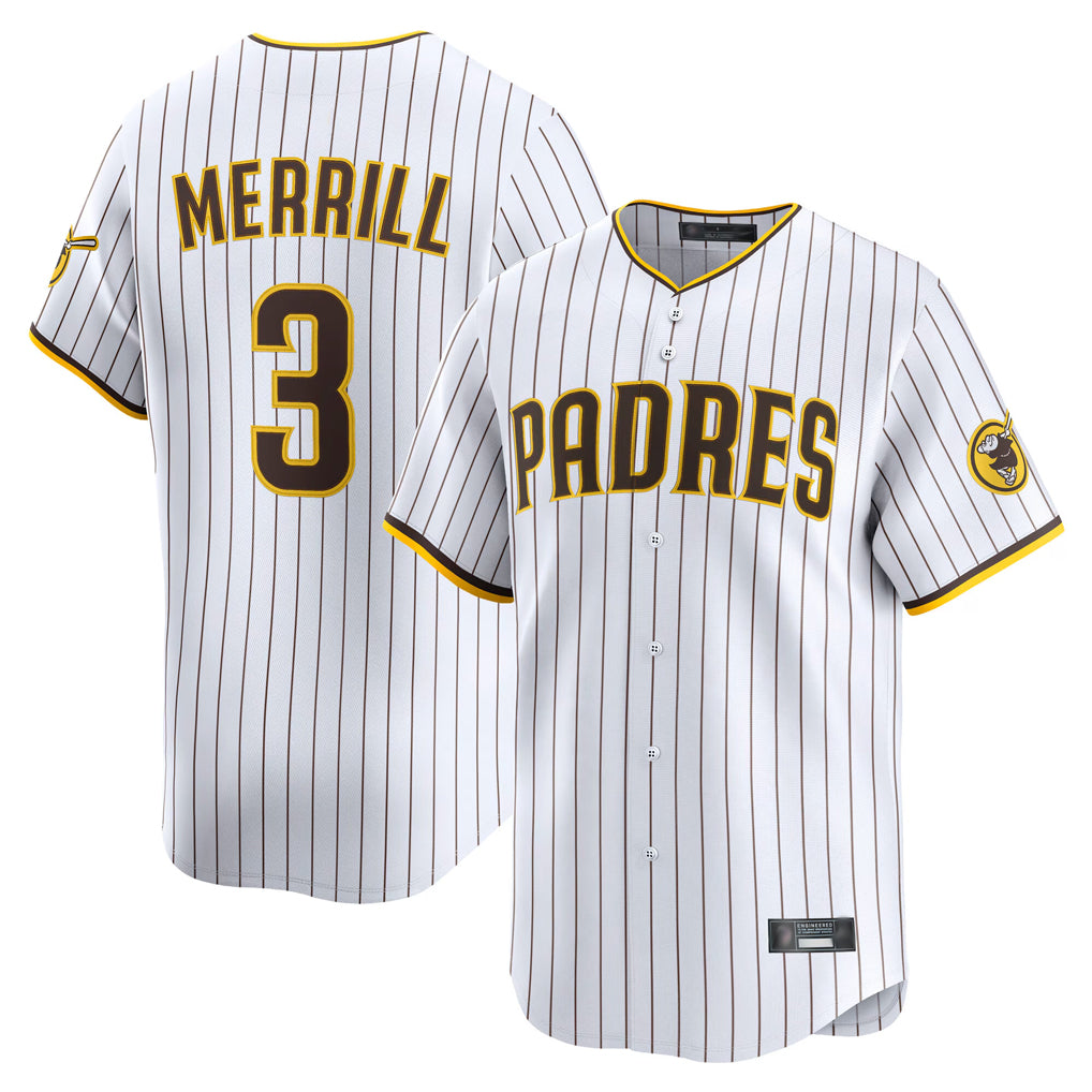 Kdoa S.Diego Padres #3 Jackson Merrill Player White Home Limited Stitched Jerseys