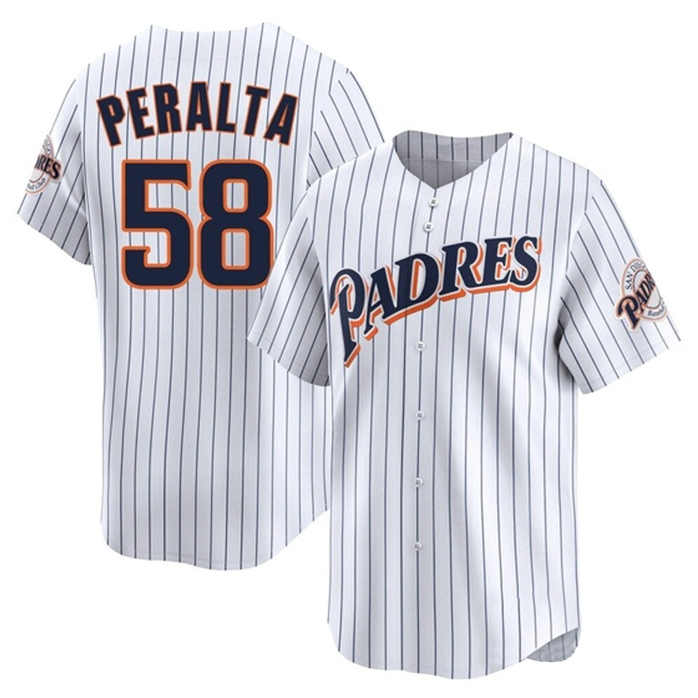 Kdoa S.Diego Padres #58 Wandy Peralta Player White Cooperstown Collection Limited Home Stitched Jerseys