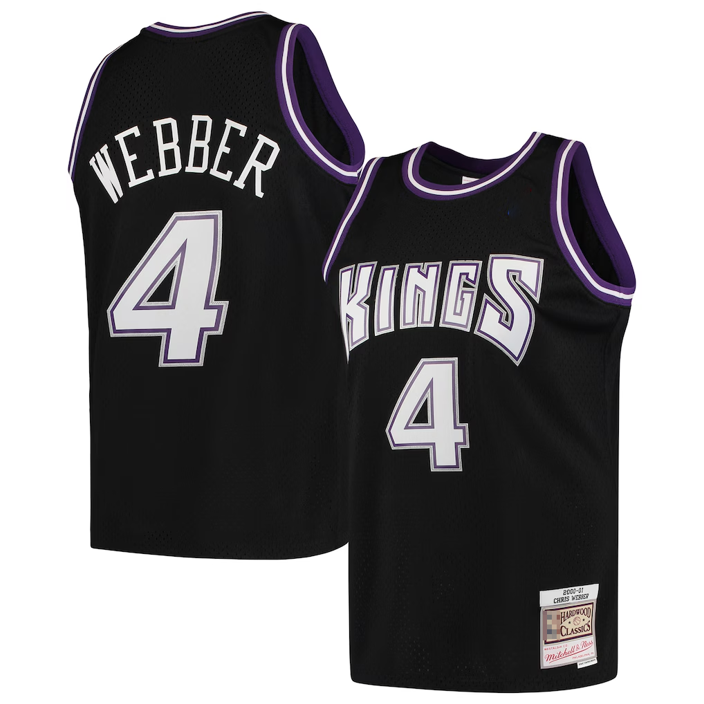 Kdoa S.Kings #4 Chris Webber Mitchell & Ness Black 2000-2001 Hardwood Classics Swingman Jerseys
