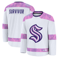 Kdoa S.Kraken White Hockey Fights Cancer Survivor Practice Jerseys