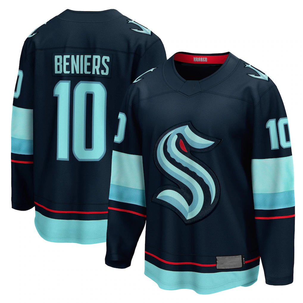Kdoa S.Kraken #10 Matty Beniers Deep Sea Blue Premier Breakaway Player Jerseys