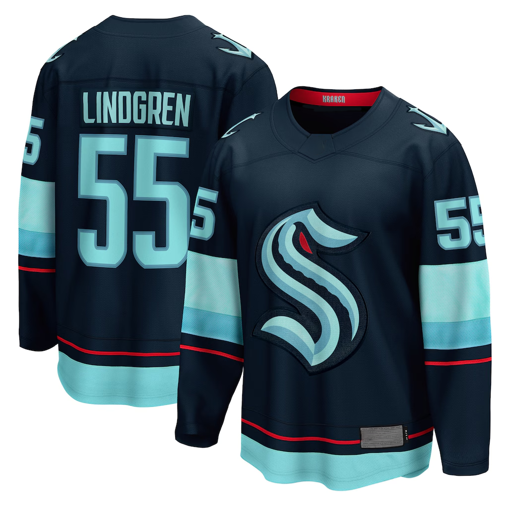 Kdoa S.Kraken #55 Ryan Lindgren Deep Sea Blue Home Breakaway Jerseys