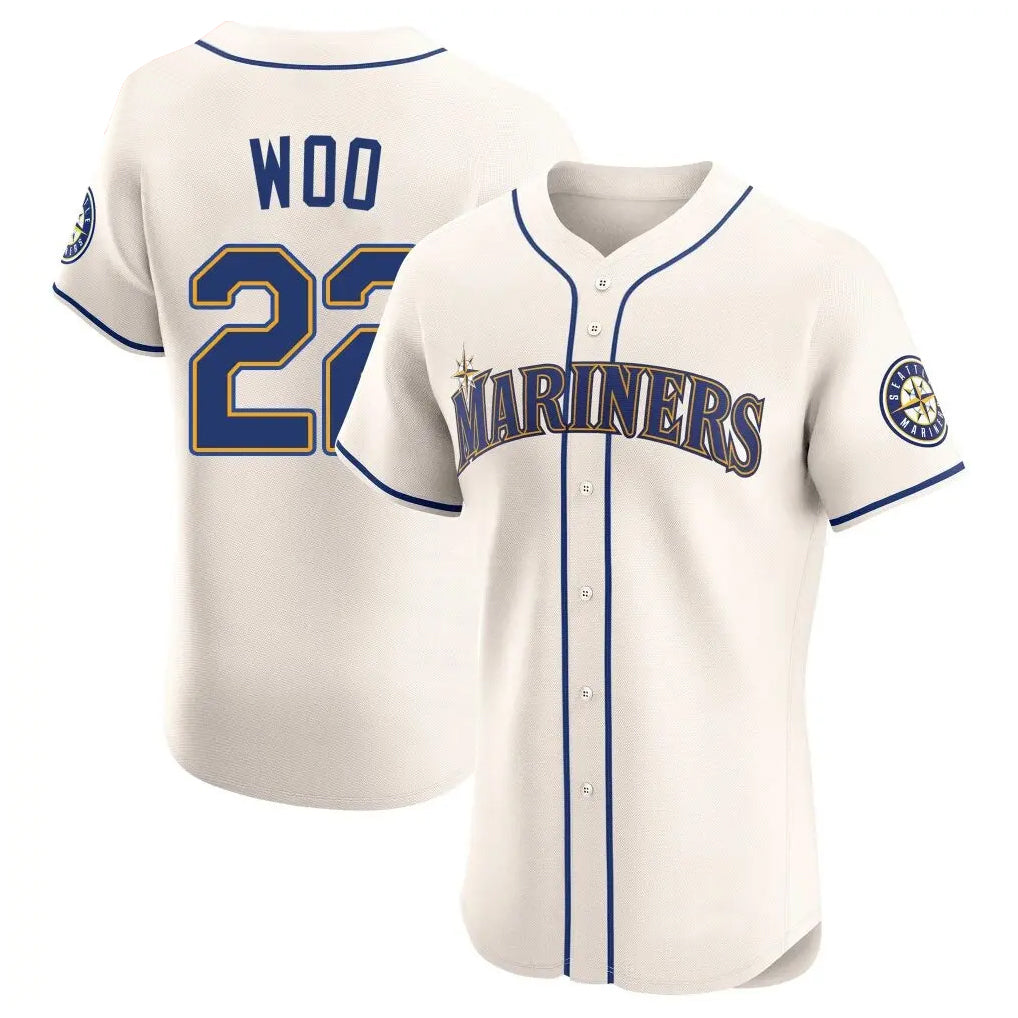 Kdoa S.Mariners #22 Bryan Woo Player Cream Home Limited Elite Stitched Jerseys