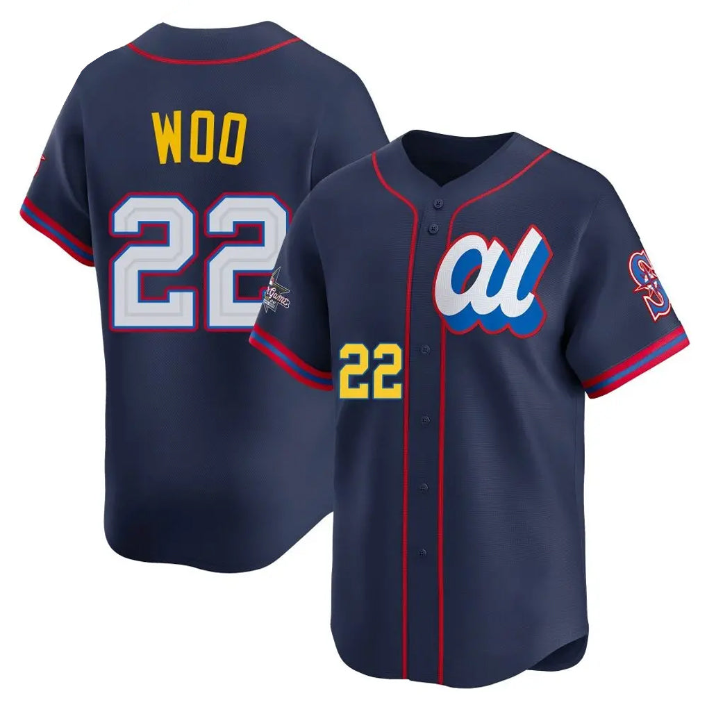 Kdoa S.Mariners #22 Bryan Woo Player Navy American League All-Star Edition Limited Stitched Jerseys