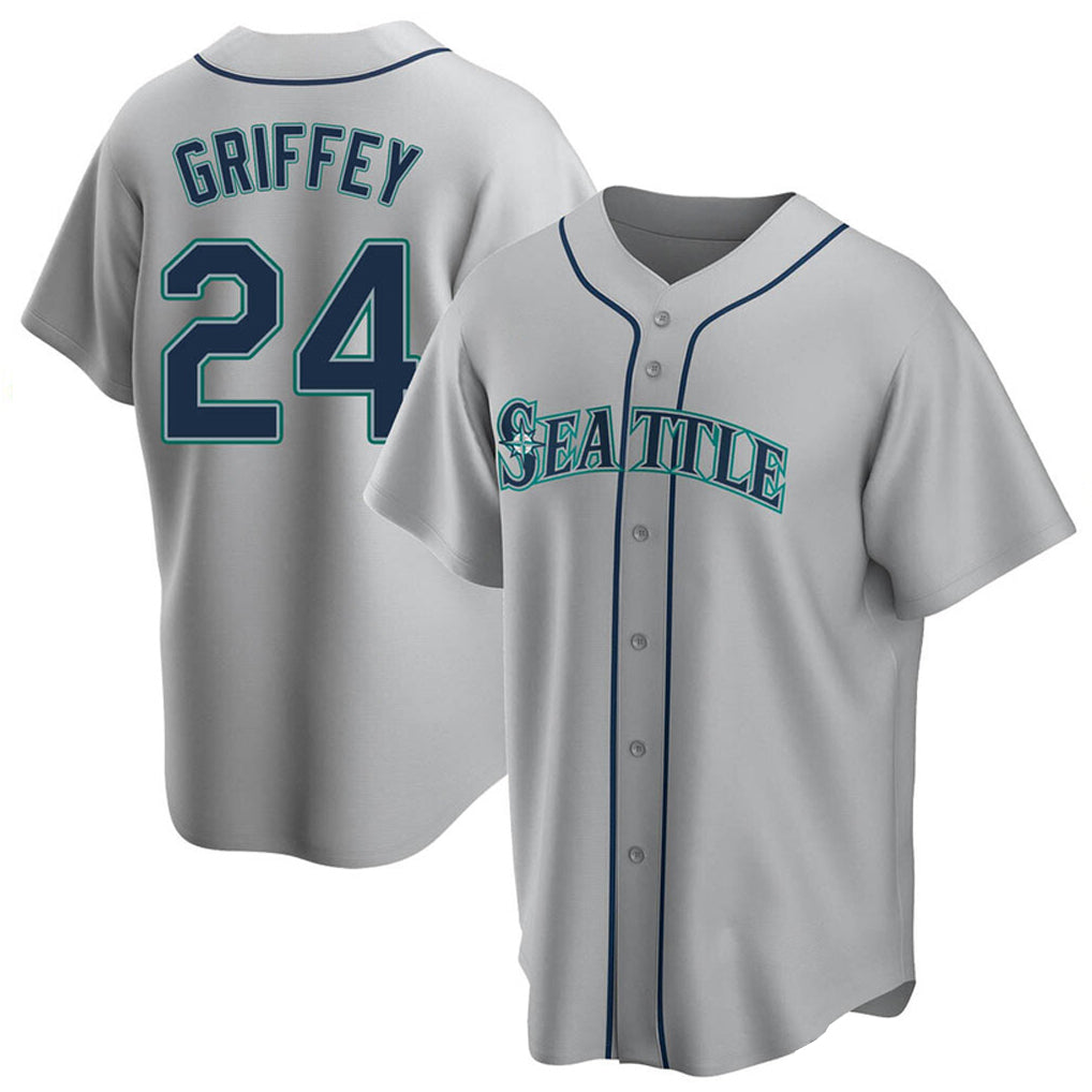 Kdoa S.Mariners #24 Ken Griffey Jr Player Gray Home Game Stitched Jerseys