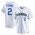 Kdoa S.Mariners #2 Cole Young Player White Throwback Cooperstown Collection Limited Game Stitched Jerseys