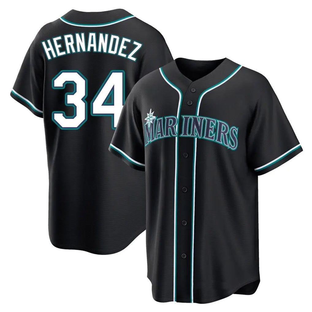 Kdoa S.Mariners #34 Felix Hernandez Player Black Fashion Home Limited Stitched Jerseys