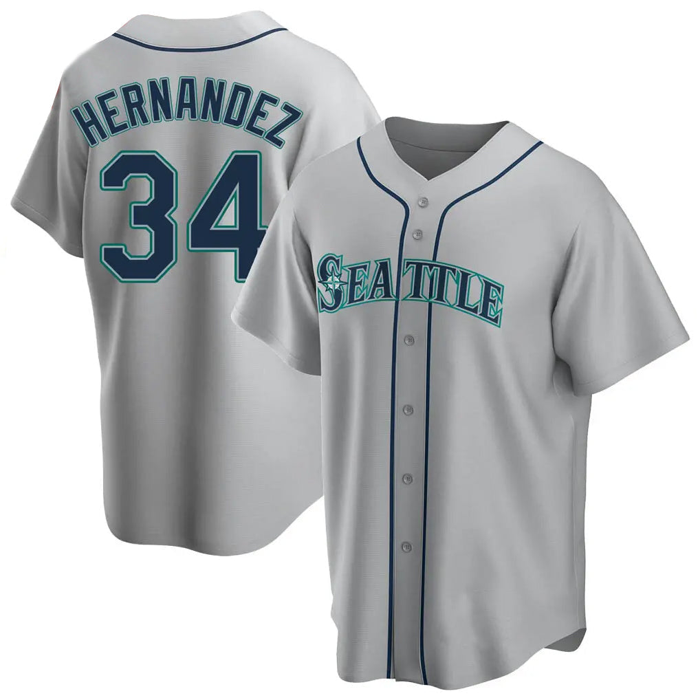Kdoa S.Mariners #34 Felix Hernandez Player Gray Home Game Stitched Jerseys