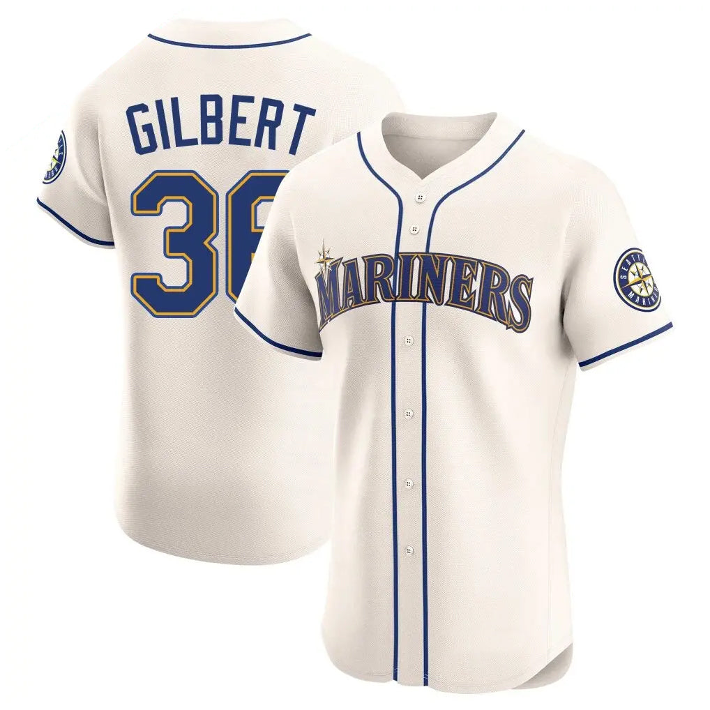 Kdoa S.Mariners #36 Logan Gilbert Player Cream Home Limited Elite Stitched Jerseys