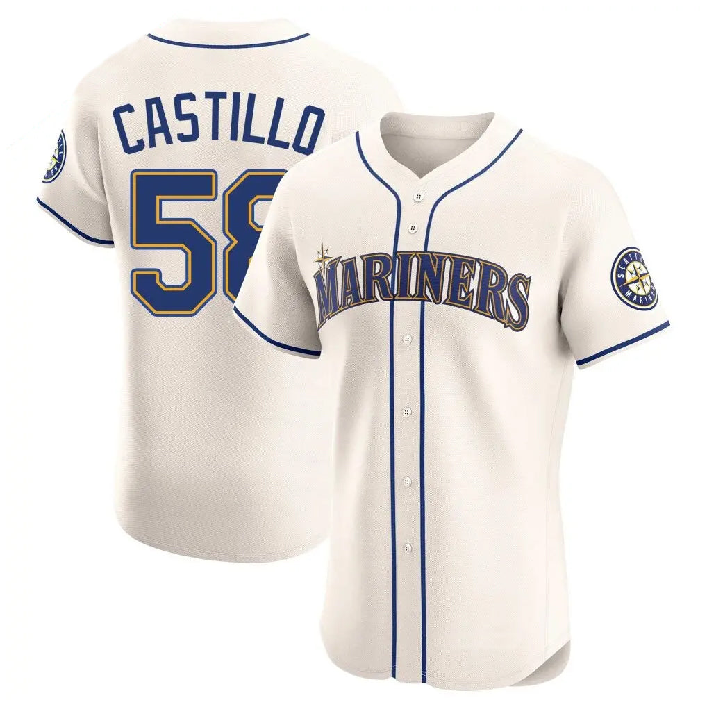 Kdoa S.Mariners #58 Luis Castillo Player Cream Home Limited Elite Stitched Jerseys