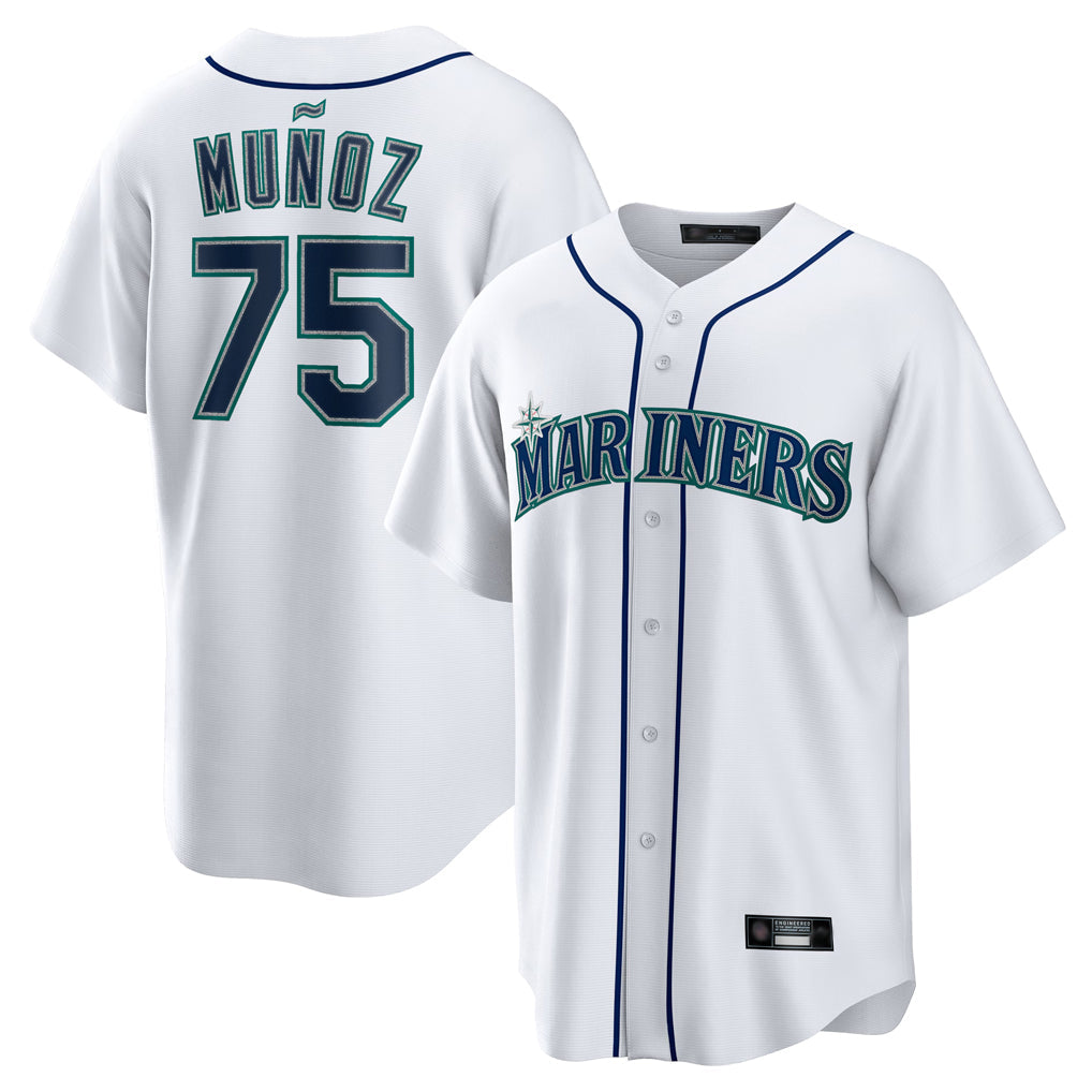 Kdoa S.Mariners #75 Andres Munoz Player White Home Game Stitched Jerseys
