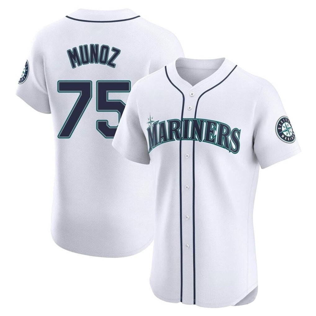 Kdoa S.Mariners #75 Andres Munoz Player White Home Limited Elite Stitched Jerseys
