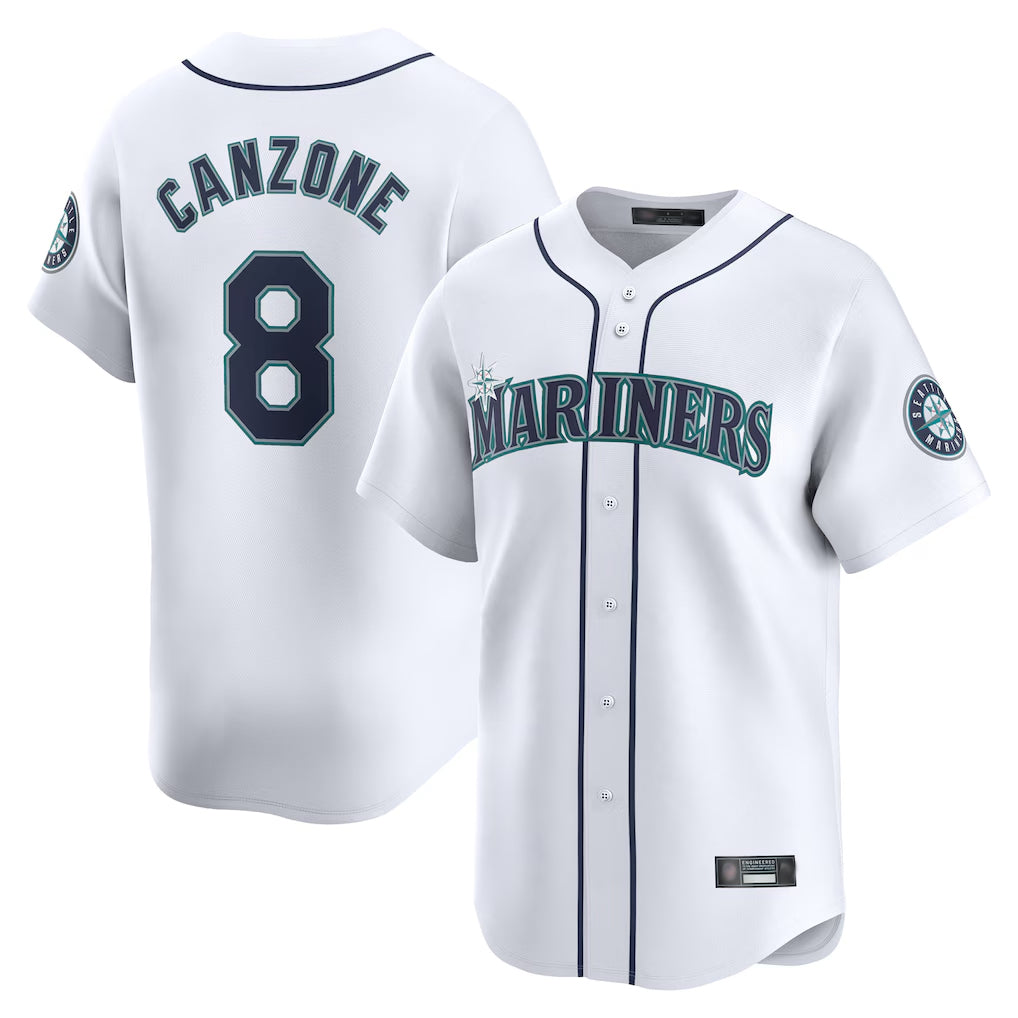 Kdoa S.Mariners #8 Dominic Canzone Player White Home Limited Stitched Jerseys