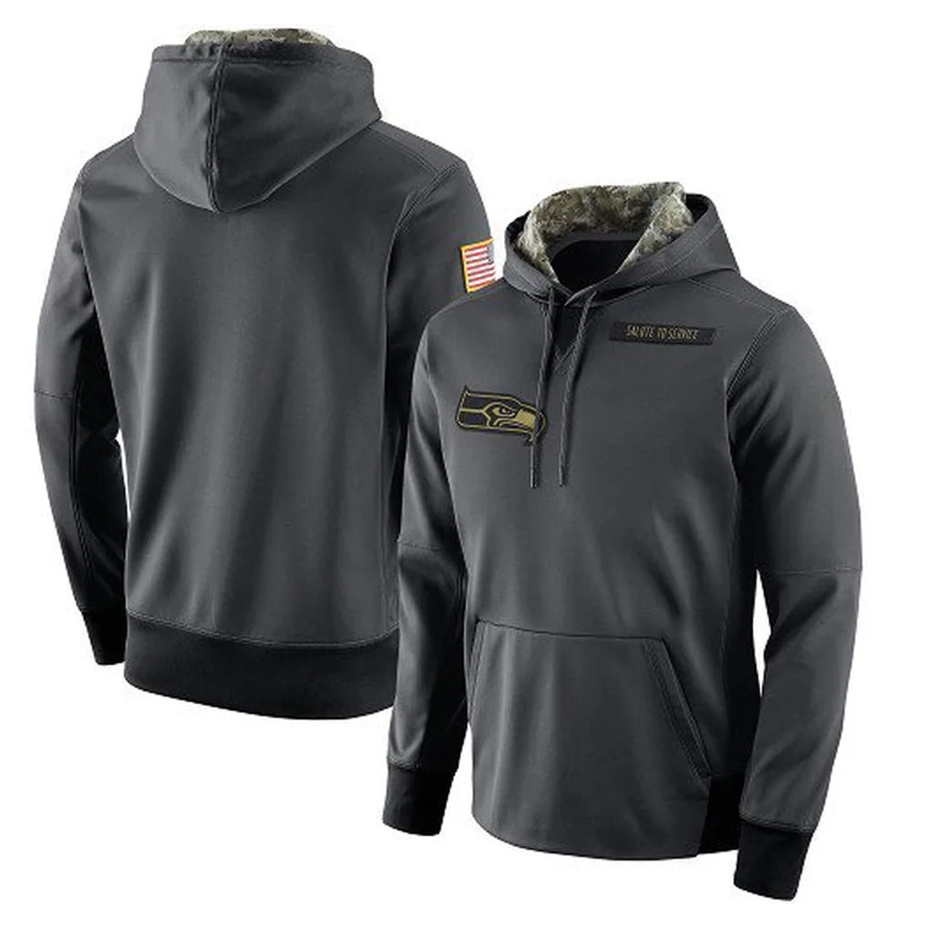 Kdoa S.Seahawks Gray Pullover Hoodies Game Blank Player Stitched Jerseys
