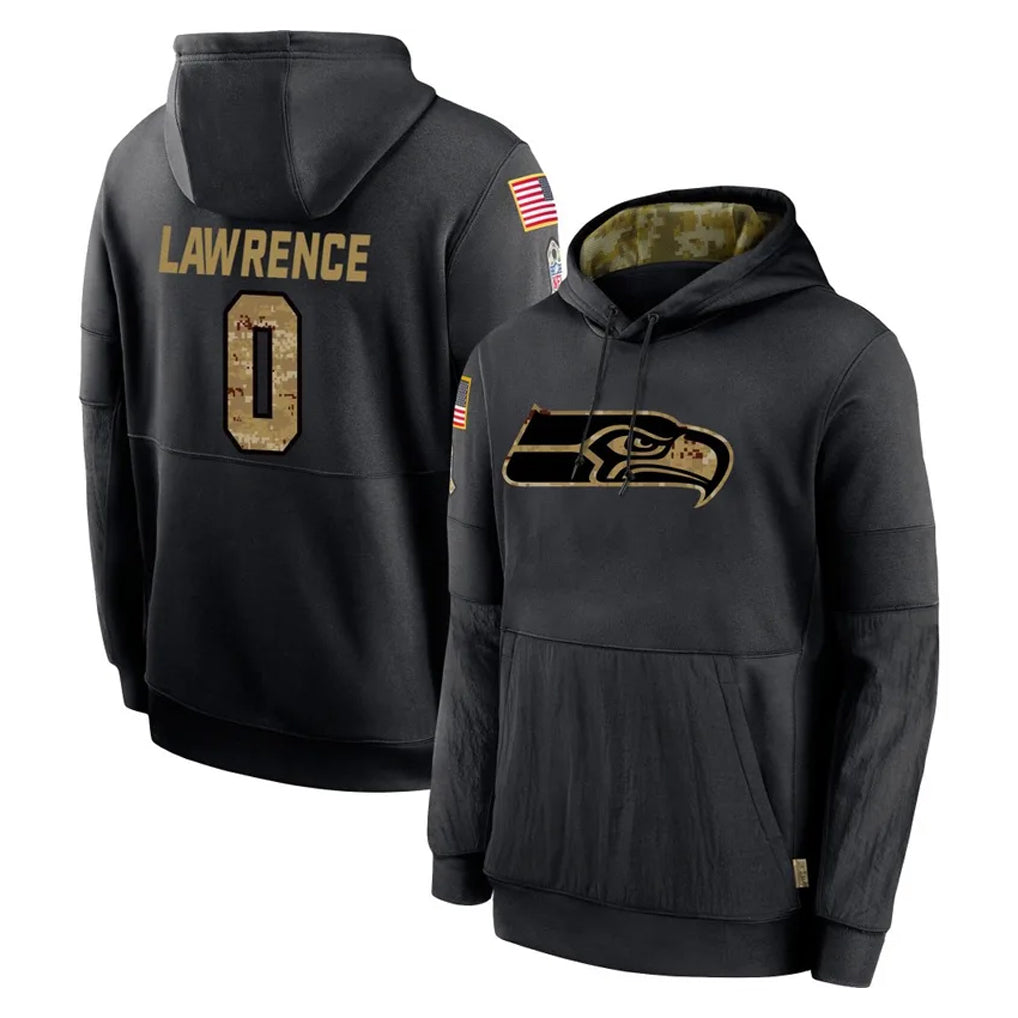 Kdoa S.Seahawks #0 DeMarcus Lawrence Player Black Salute to Service Hoodies Limited Game Stitched Jerseys