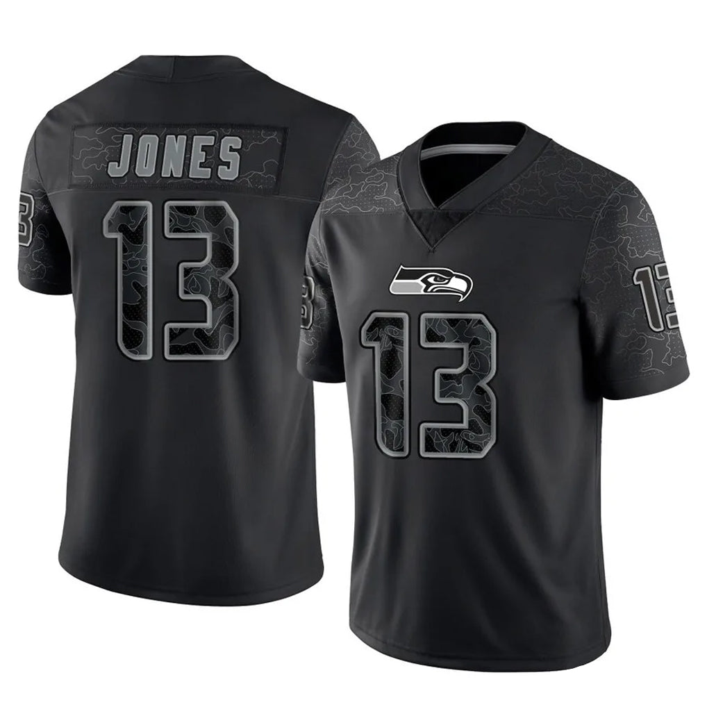 Kdoa S.Seahawks #13 Ernest Jones IV Player Black Limited Reflective Home Game Stitched Jerseys