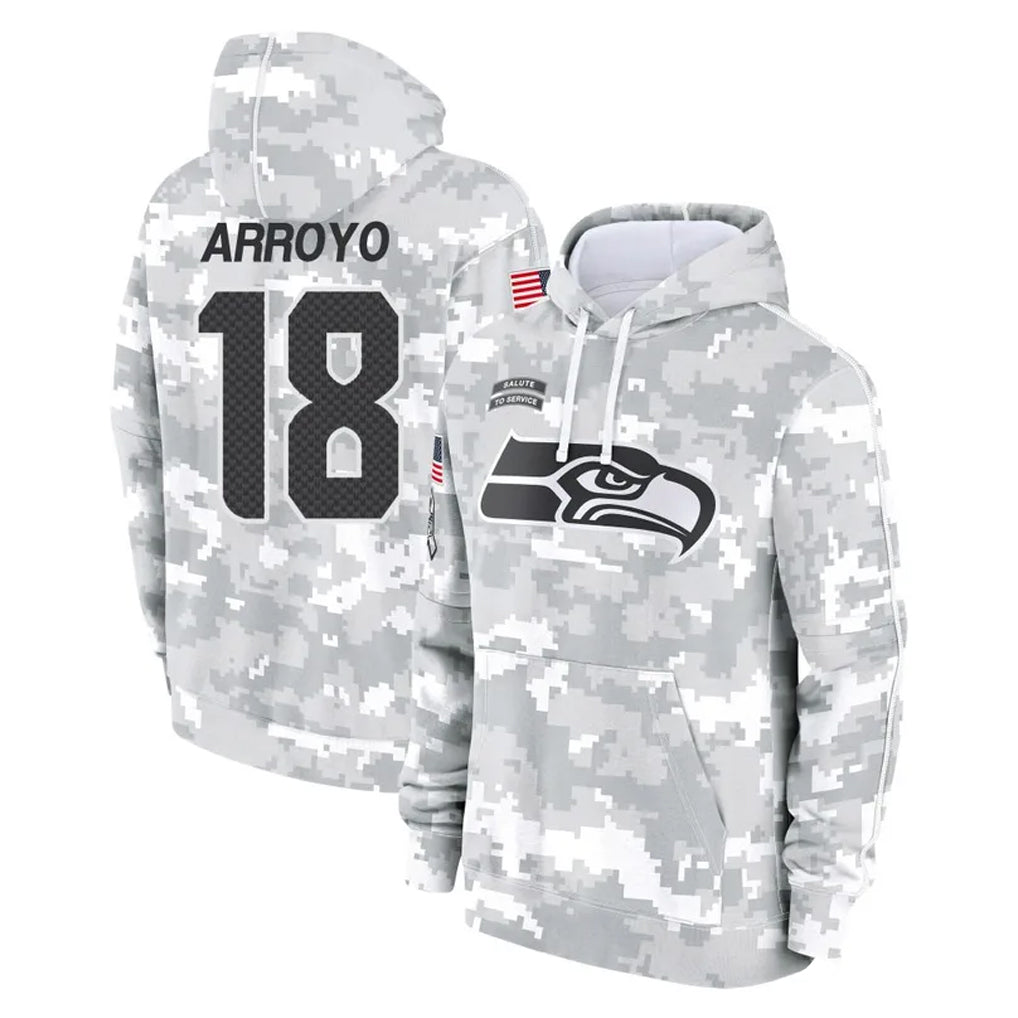 Kdoa S.Seahawks #18 Elijah Arroyo Player Arctic Camo Limited Salute to Service Pullover Hoodies Game Stitched Jerseys