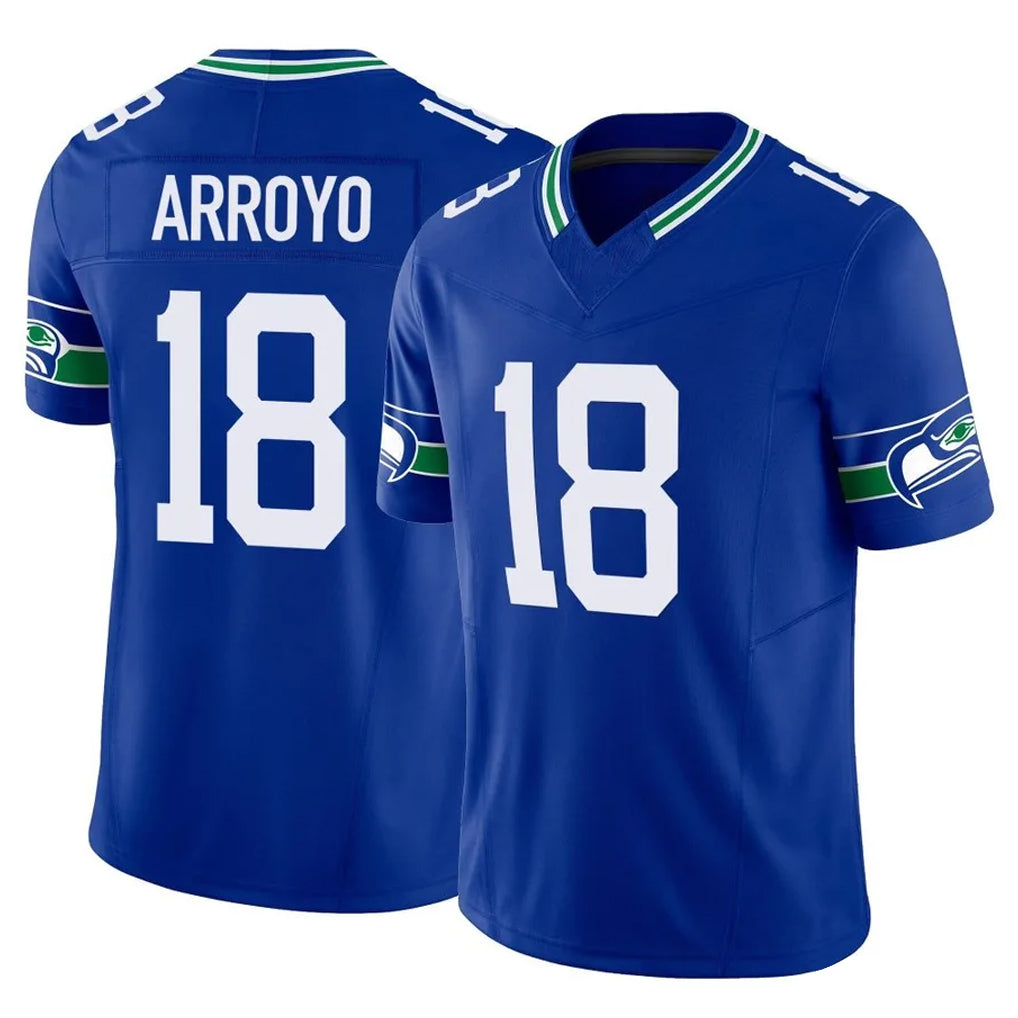 Kdoa S.Seahawks #18 Elijah Arroyo Player Royal Limited Throwback Vapor F.U.S.E. Home Game Stitched Jerseys