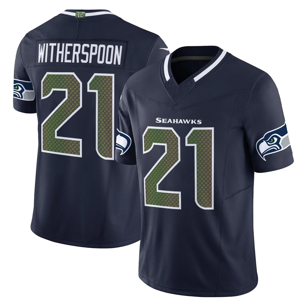 Kdoa S.Seahawks #21 Devon Witherspoon Player Navy Rivalries Vapor Limited Home Game Stitched Jerseys
