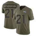 Kdoa S.Seahawks #21 Devon Witherspoon Player Olive 2025 Salute To Service Limited Home Game Stitched Jerseys