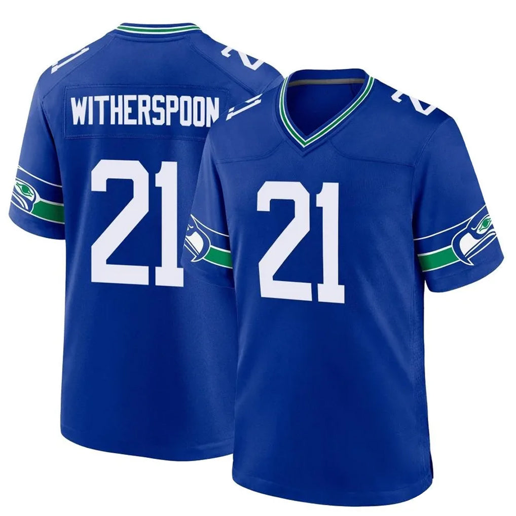 Kdoa S.Seahawks #21 Devon Witherspoon Player Royal Throwback Home Game Stitched Jerseys