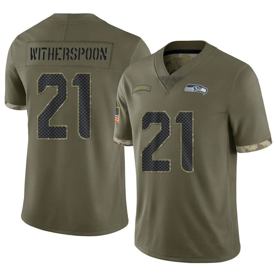 Kdoa S.Seahawks #21 Devon Witherspoon Player Salute to Service Olive Stitched Jerseys