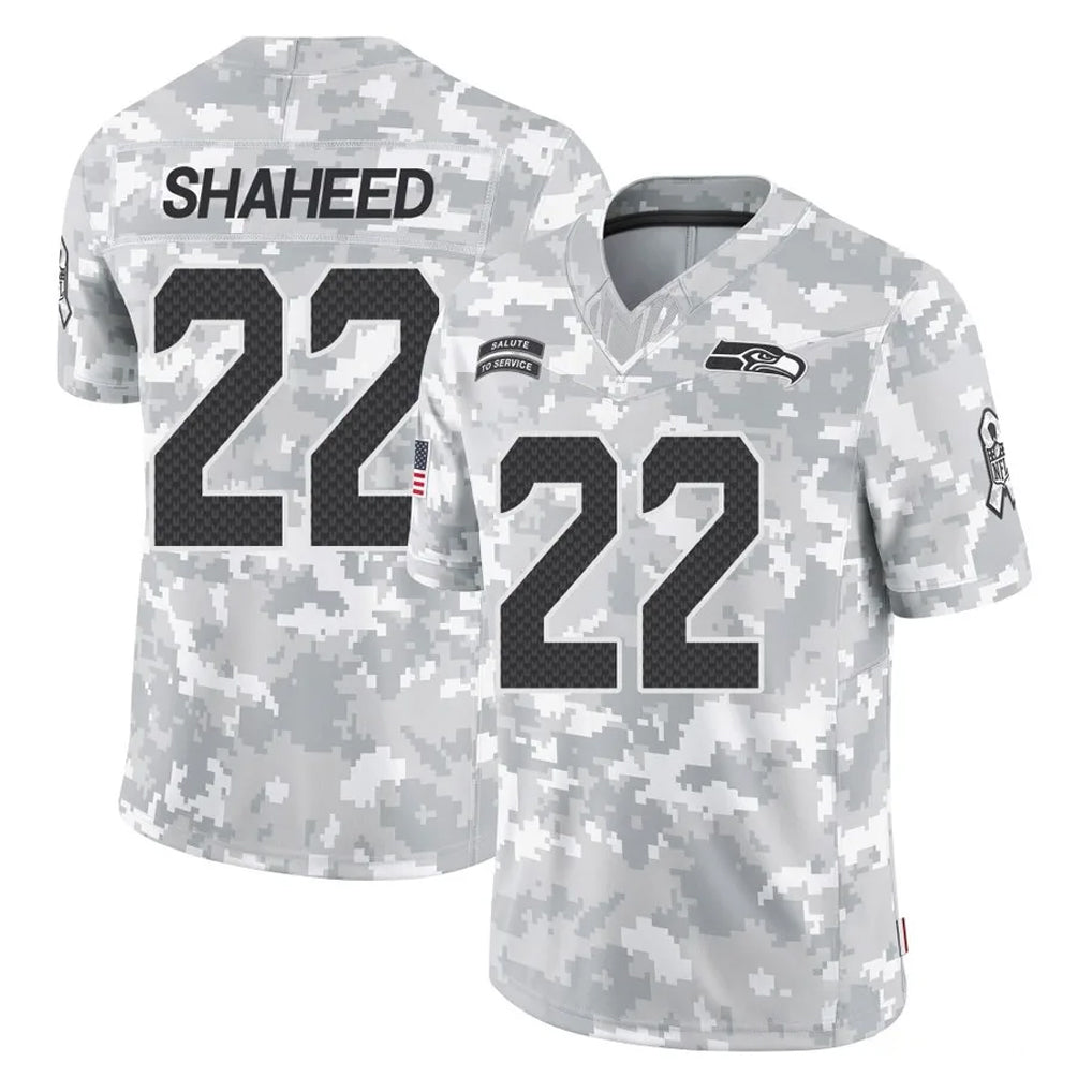 Kdoa S.Seahawks #22 Rashid Shaheed Player Arctic Camo Limited Salute To Service Home Game Stitched Jerseys