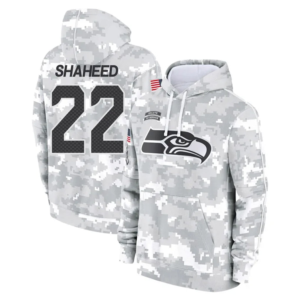 Kdoa S.Seahawks #22 Rashid Shaheed Player Arctic Camo Limited Salute to Service Pullover Hoodies Game Stitched Jerseys