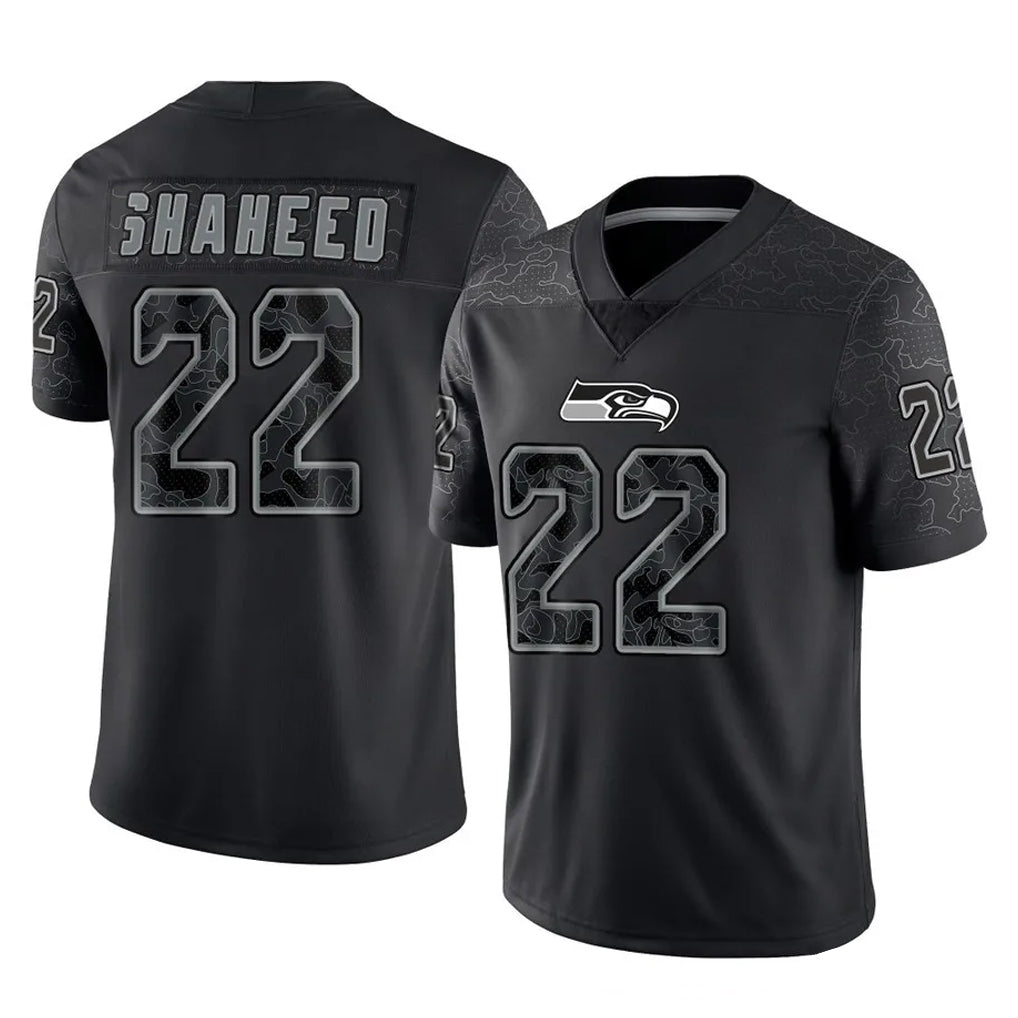 Kdoa S.Seahawks #22 Rashid Shaheed Player Black Limited Reflective Home Game Stitched Jerseys