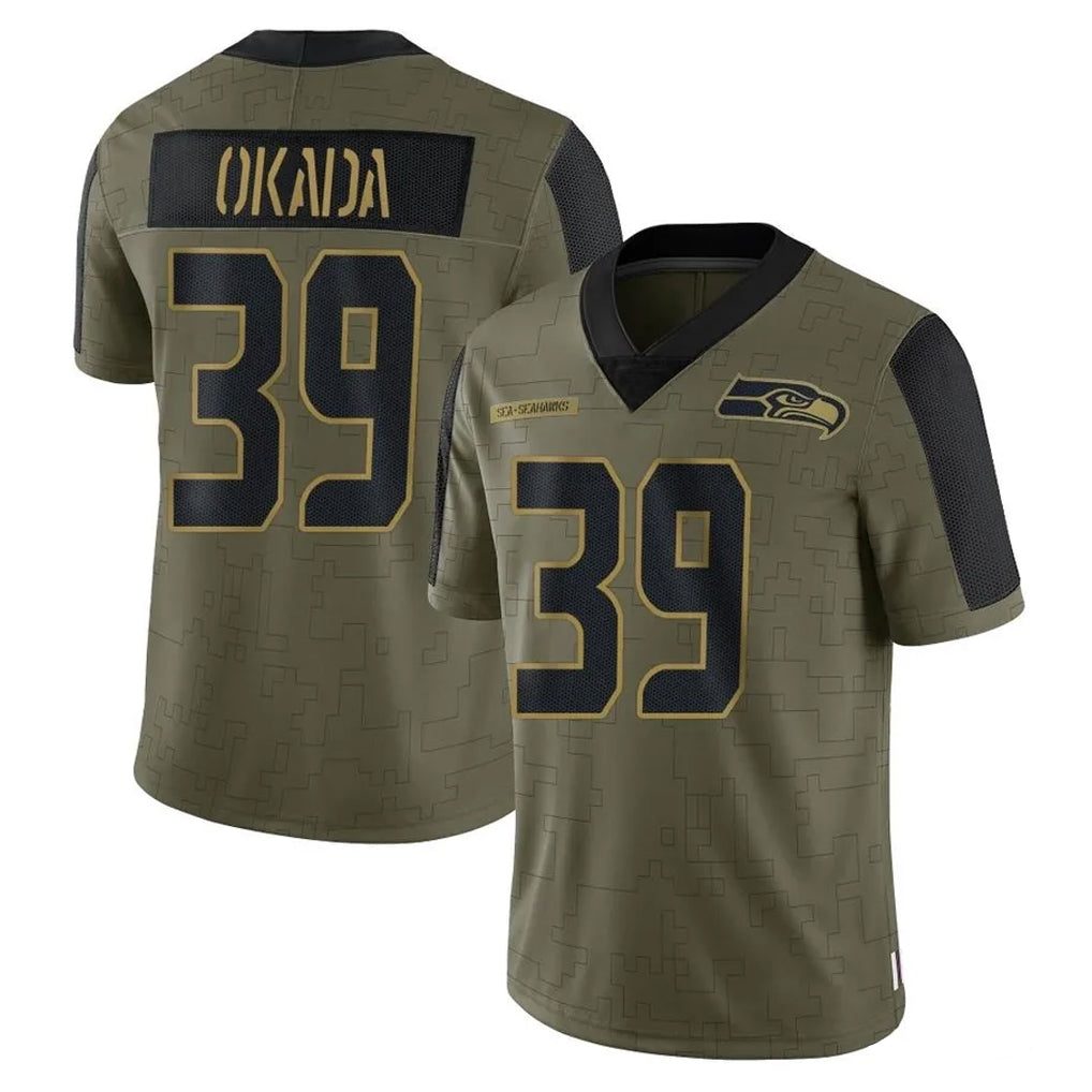 Kdoa S.Seahawks #39 Ty Okada Player Olive Salute To Service Limited Game Stitched Jerseys
