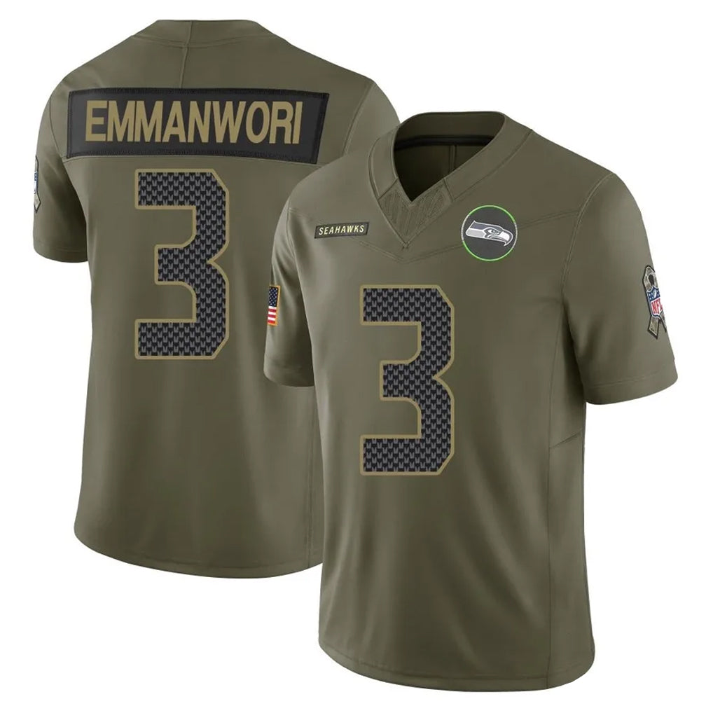 Kdoa S.Seahawks #3 Nick Emmanwori Player Olive 2025 Salute To Service Limited Home Game Stitched Jerseys