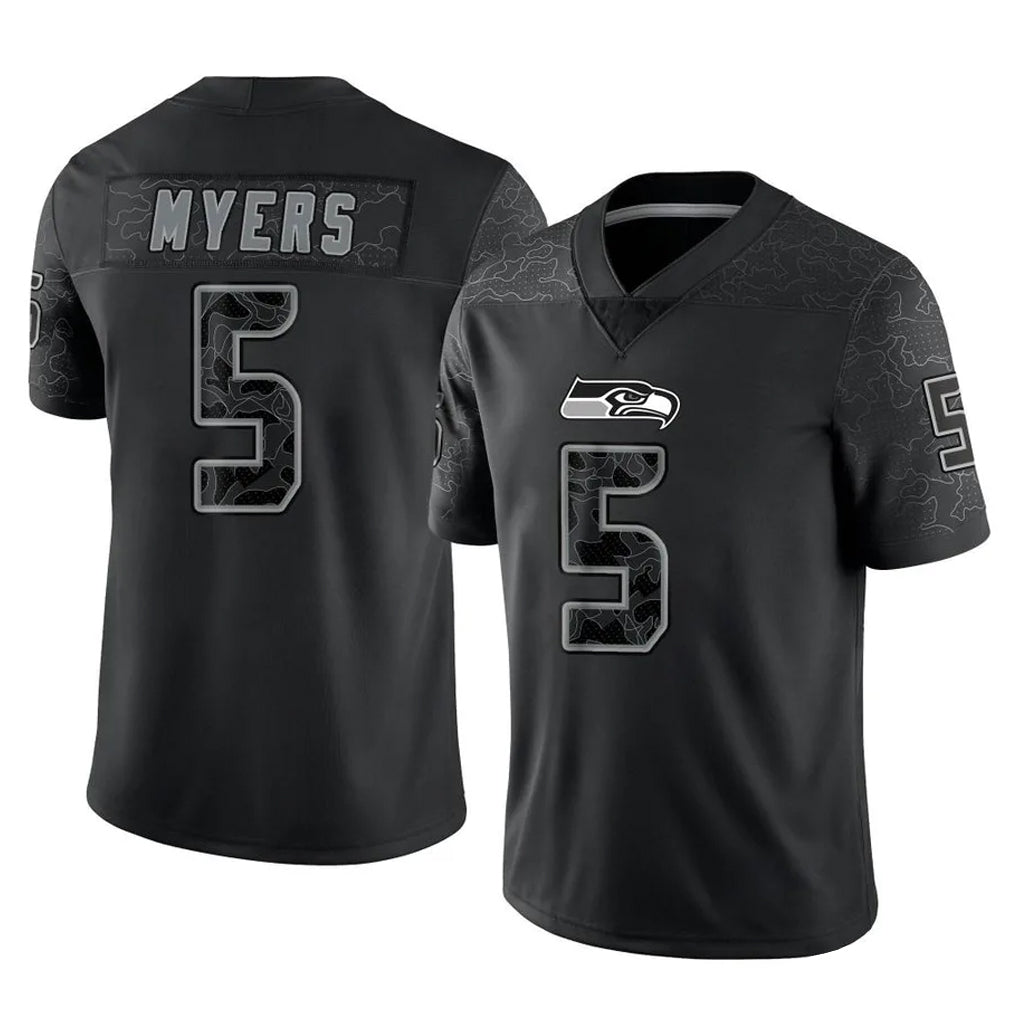 Kdoa S.Seahawks #5 Jason Myers Player Black Limited Reflective Home Game Stitched Jerseys