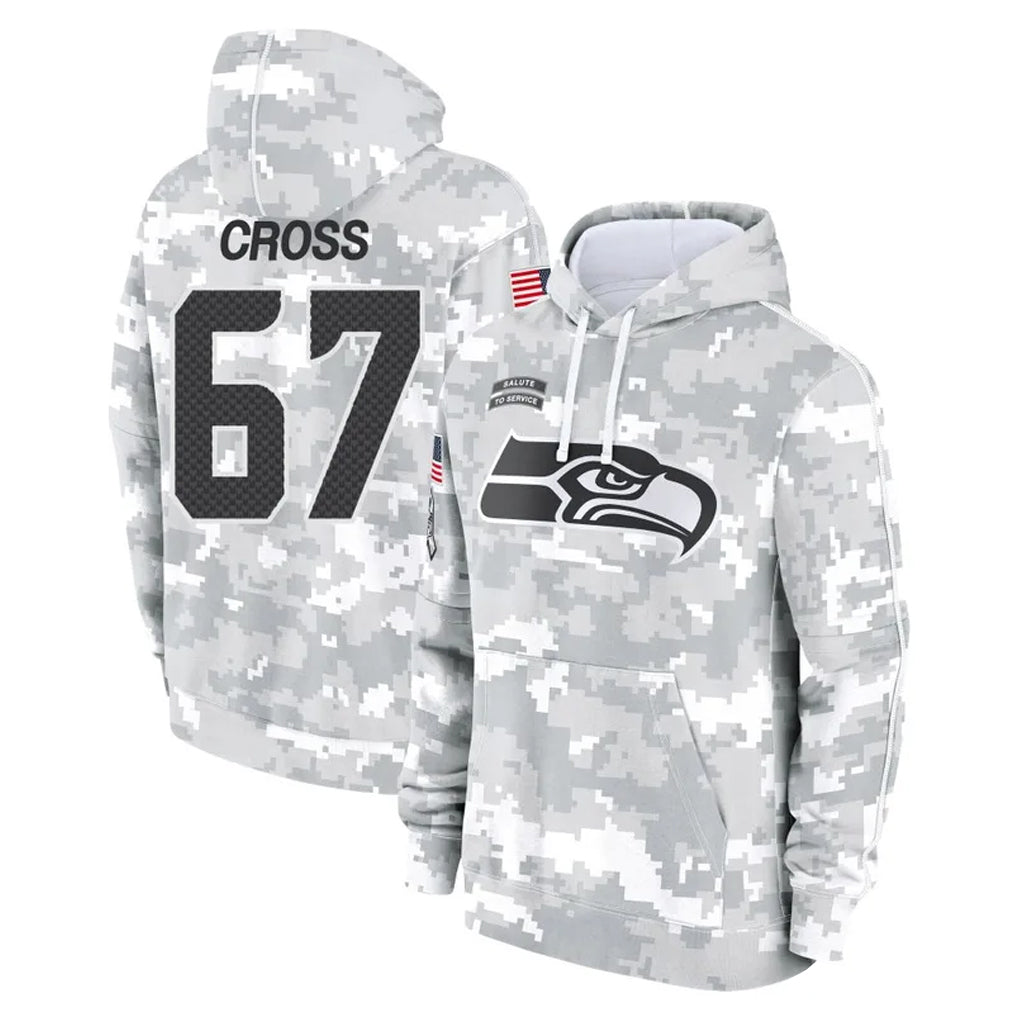 Kdoa S.Seahawks #67 Charles Cross Player Arctic Camo Limited Salute to Service Pullover Hoodies Game Stitched Jerseys