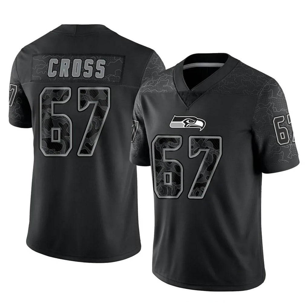 Kdoa S.Seahawks #67 Charles Cross Player Black Limited Reflective Home Game Stitched Jerseys