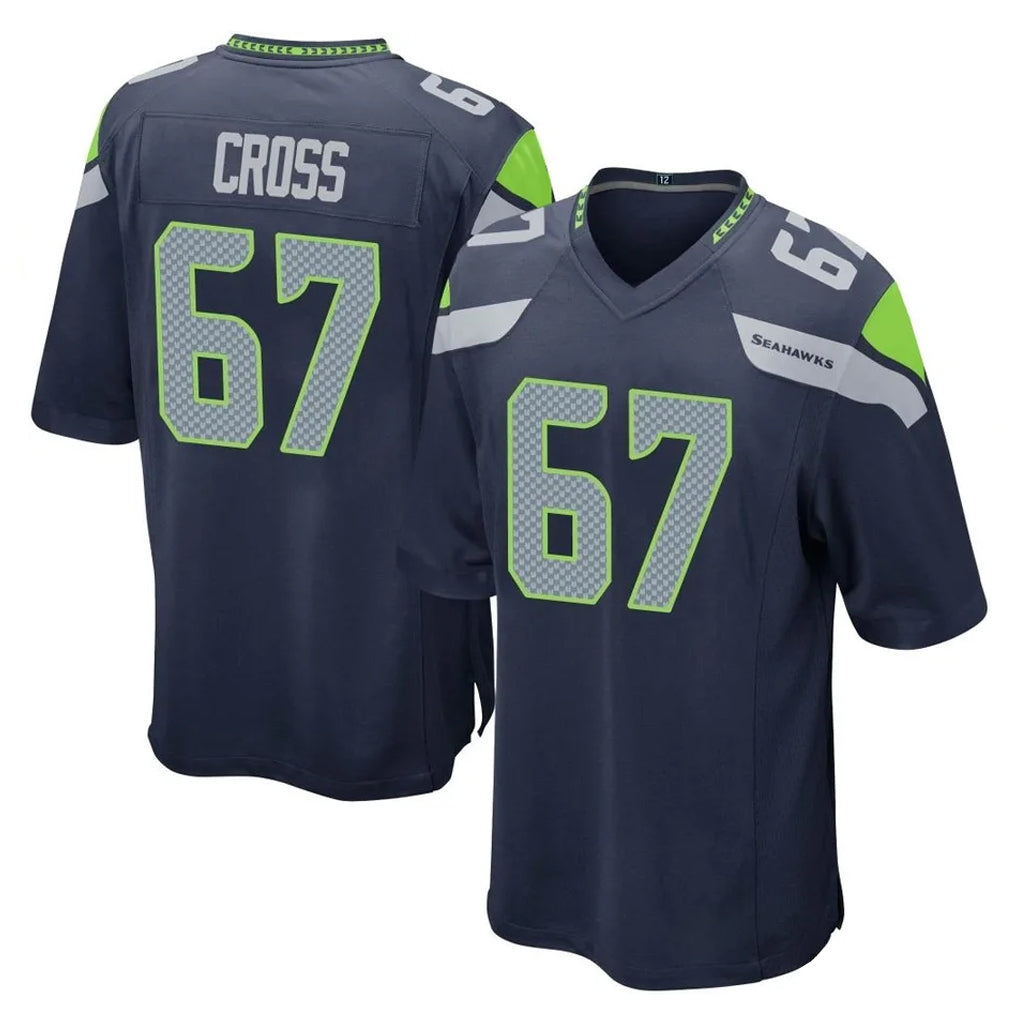 Kdoa S.Seahawks #67 Charles Cross Player Navy Home Game Stitched Jerseys