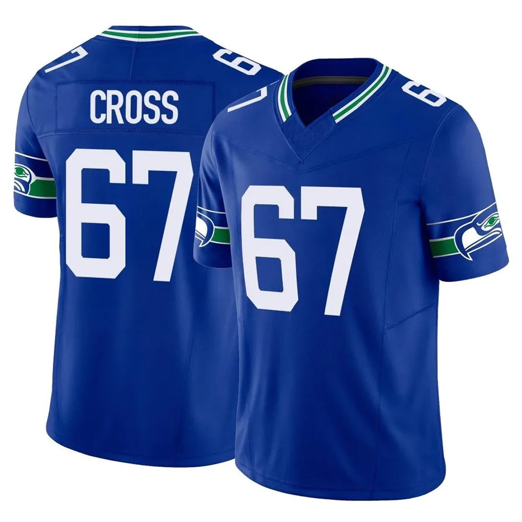 Kdoa S.Seahawks #67 Charles Cross Player Royal Limited Throwback Vapor F.U.S.E. Home Game Stitched Jerseys