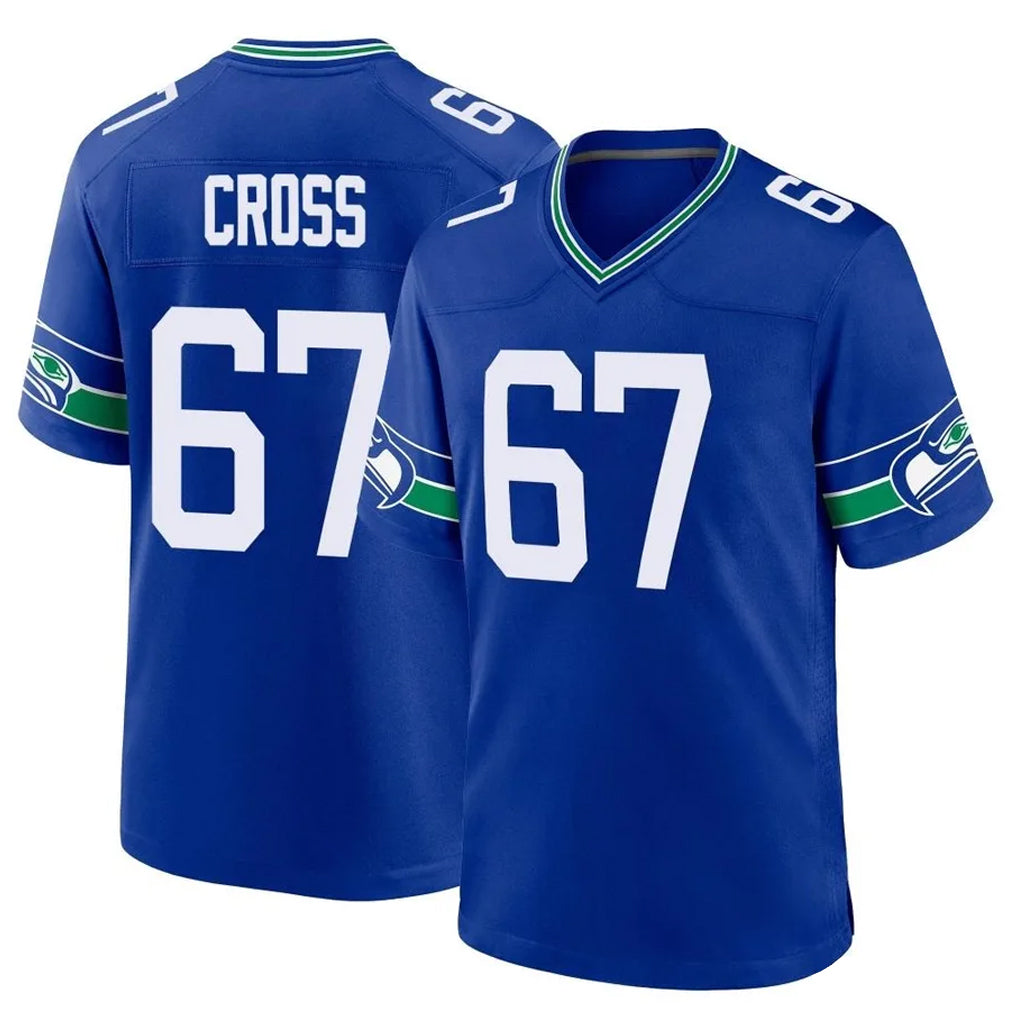 Kdoa S.Seahawks #67 Charles Cross Player Royal Throwback Home Game Stitched Jerseys