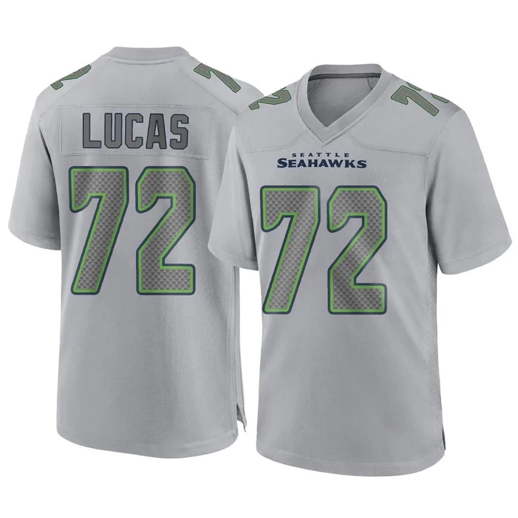 Kdoa S.Seahawks #72 Abraham Lucas Player Gray Atmosphere Fashion Home Game Stitched Jerseys