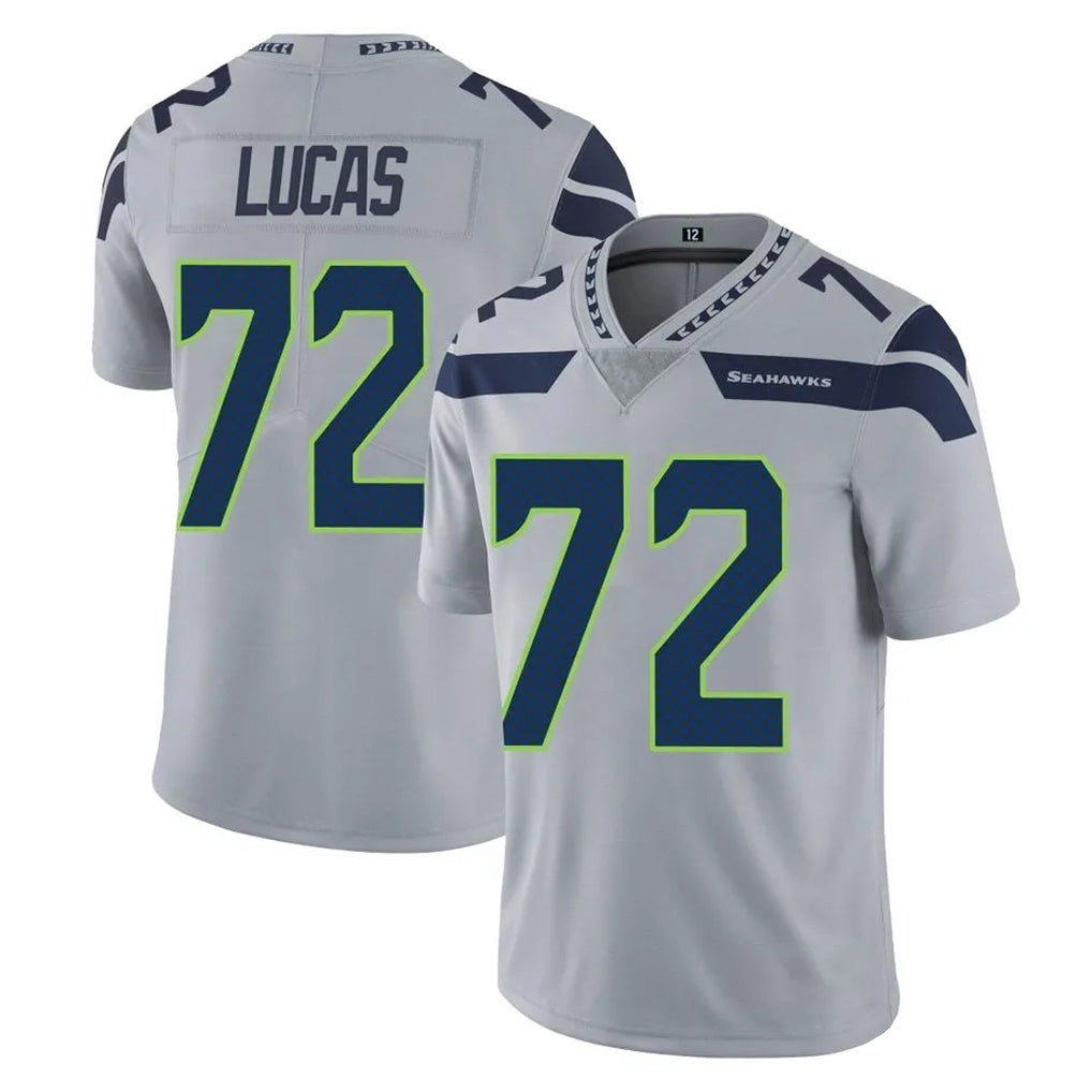 Kdoa S.Seahawks #72 Abraham Lucas Player Gray Limited Vapor Untouchable Home Game Stitched Jerseys