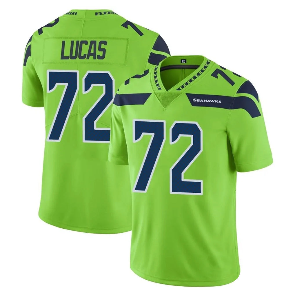 Kdoa S.Seahawks #72 Abraham Lucas Player Green Limited Color Rush Home Game Stitched Jerseys
