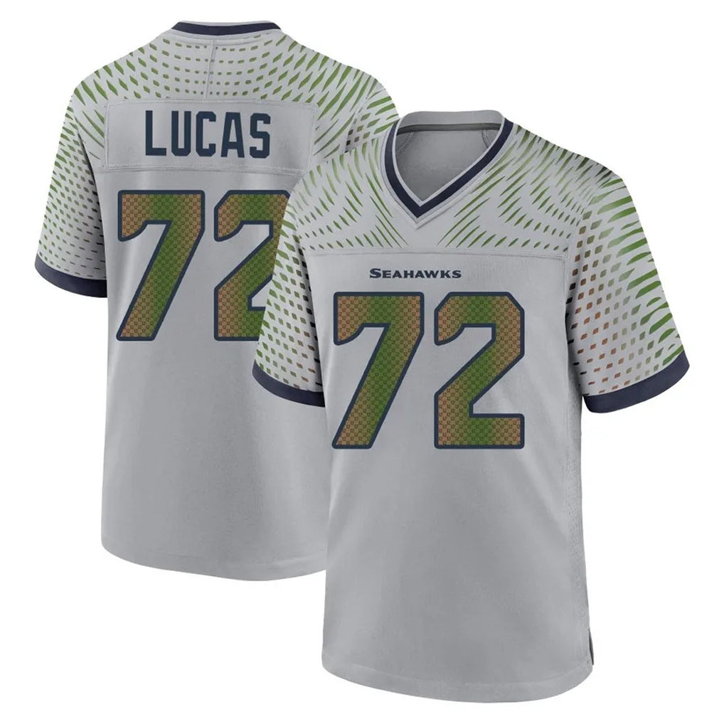 Kdoa S.Seahawks #72 Abraham Lucas Player Grey 2025 Rivalries Collection Home Game Stitched Jerseys