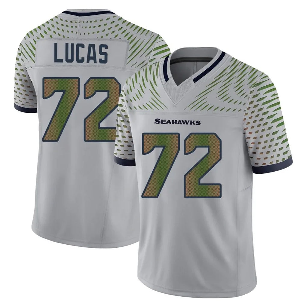 Kdoa S.Seahawks #72 Abraham Lucas Player Grey Limited 2025 Rivalries Collection Home Game Stitched Jerseys