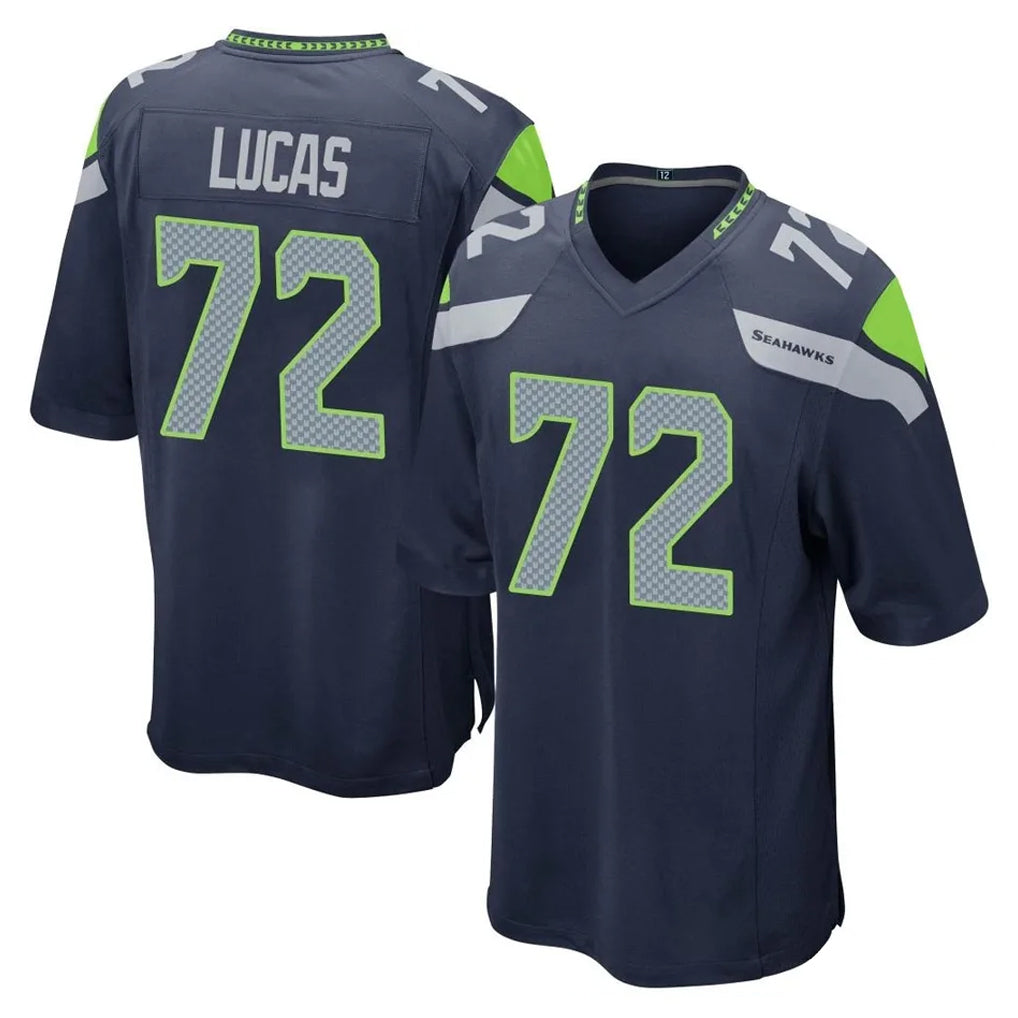 Kdoa S.Seahawks #72 Abraham Lucas Player Navy Home Game Stitched Jerseys