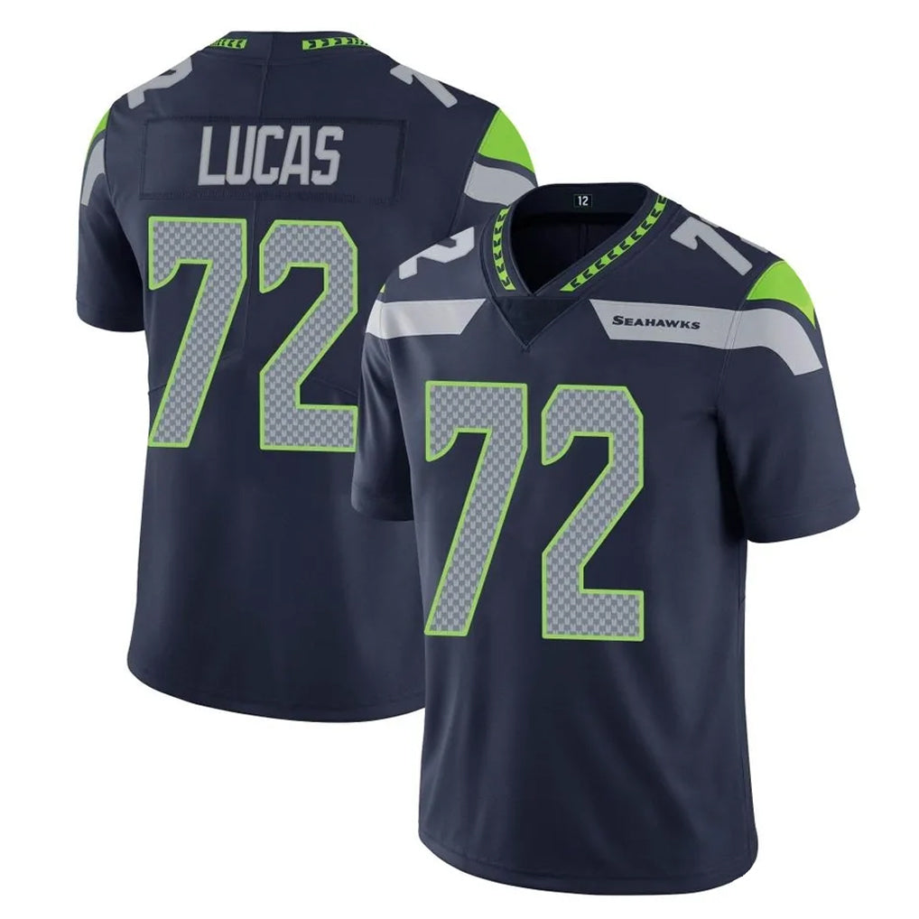 Kdoa S.Seahawks #72 Abraham Lucas Player Navy Limited Vapor Untouchable Home Game Stitched Jerseys