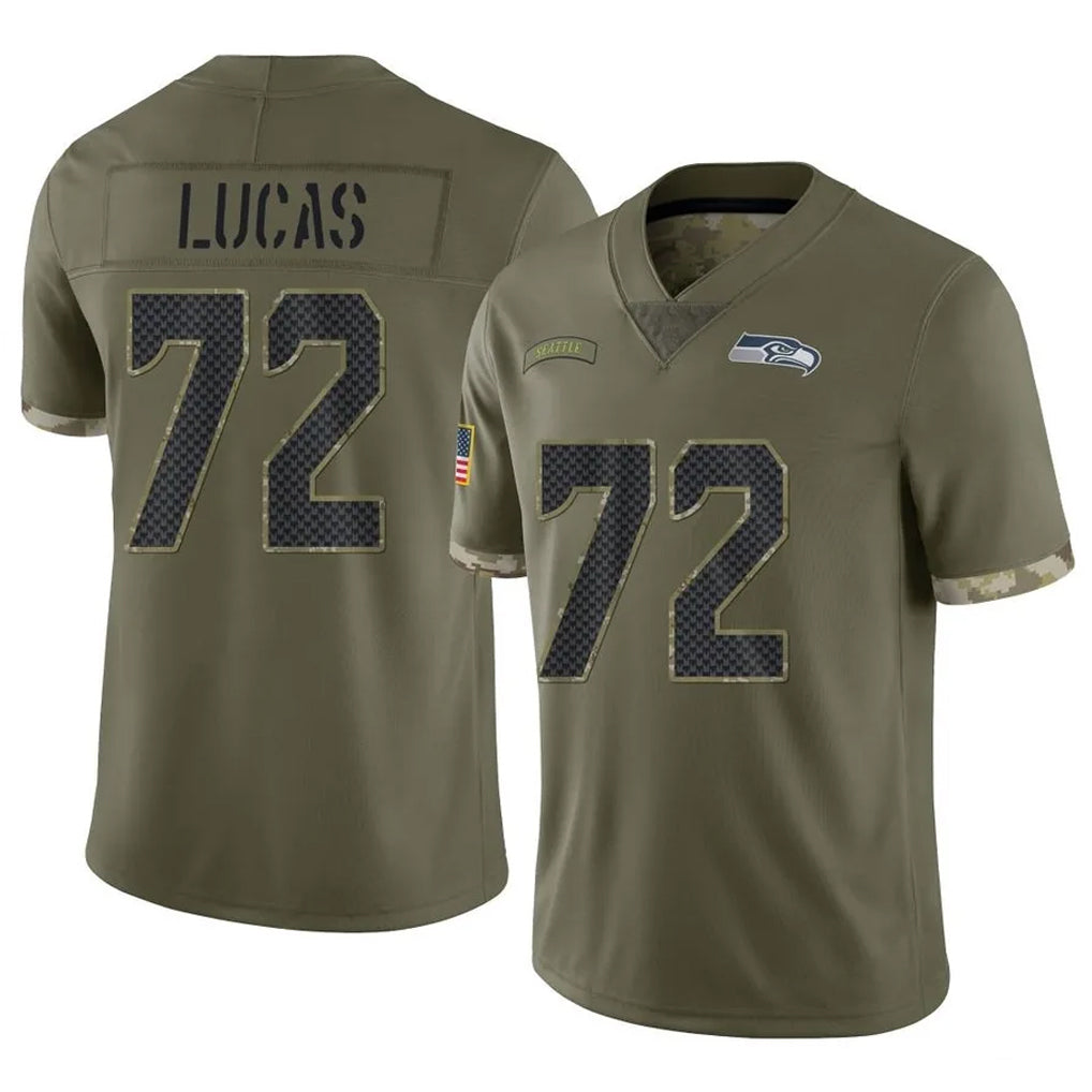 Kdoa S.Seahawks #72 Abraham Lucas Player Olive Limited Salute To Service Home Game Stitched Jerseys