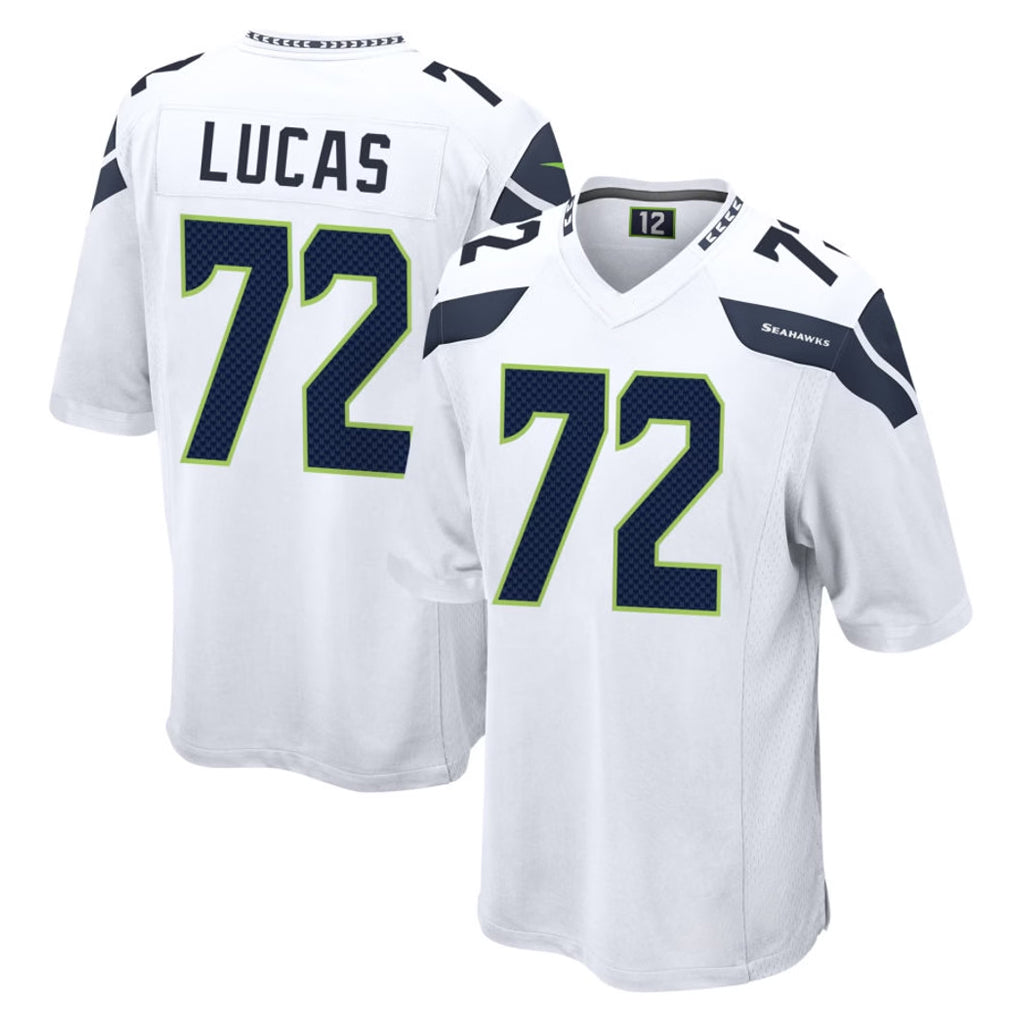 Kdoa S.Seahawks #72 Abraham Lucas Player White Home Game Stitched Jerseys