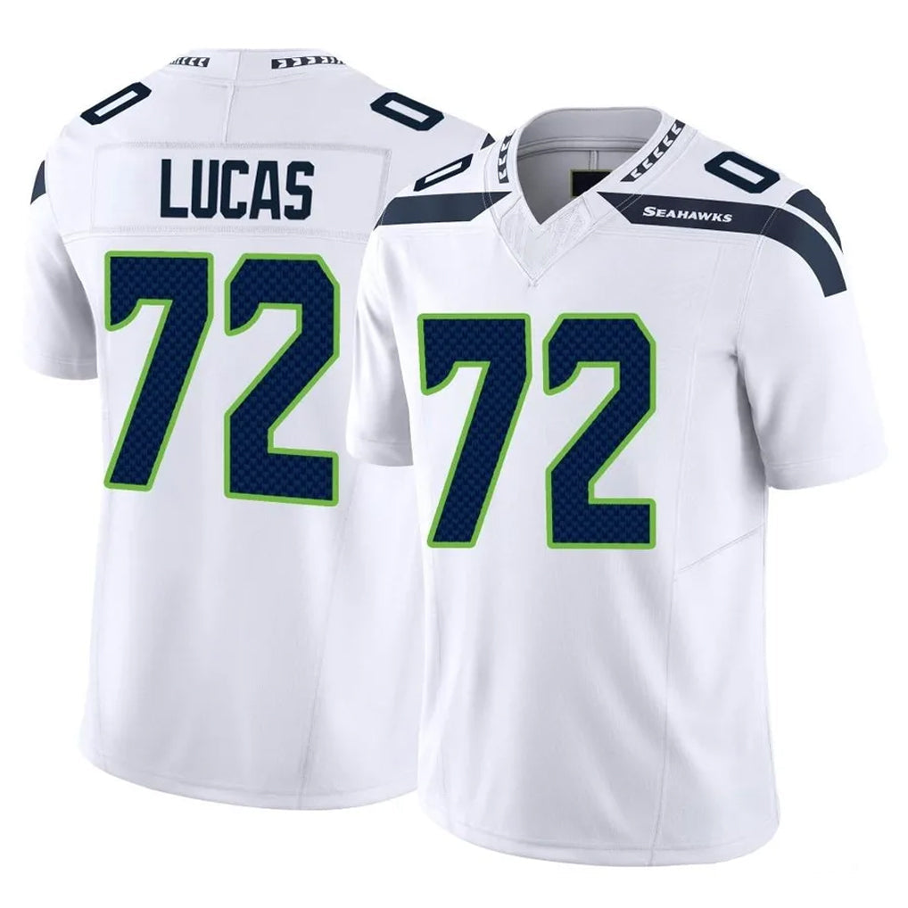 Kdoa S.Seahawks #72 Abraham Lucas Player White Limited Vapor F.U.S.E. Home Game Stitched Jerseys