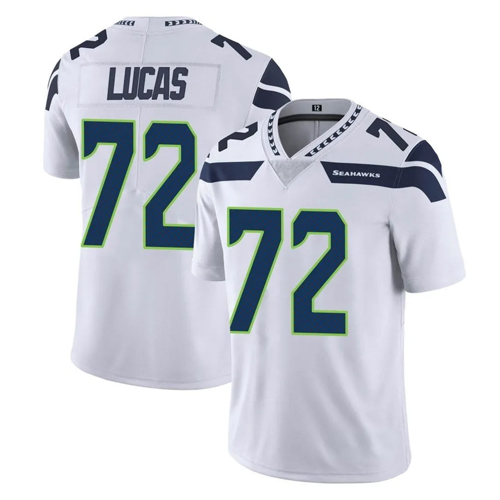 Kdoa S.Seahawks #72 Abraham Lucas Player White Limited Vapor Untouchable Home Game Stitched Jerseys