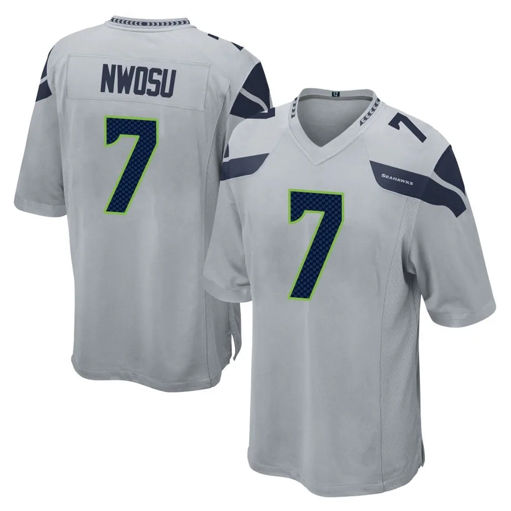 Kdoa S.Seahawks #7 Uchenna Nwosu Player Gray Home Game Stitched Jerseys